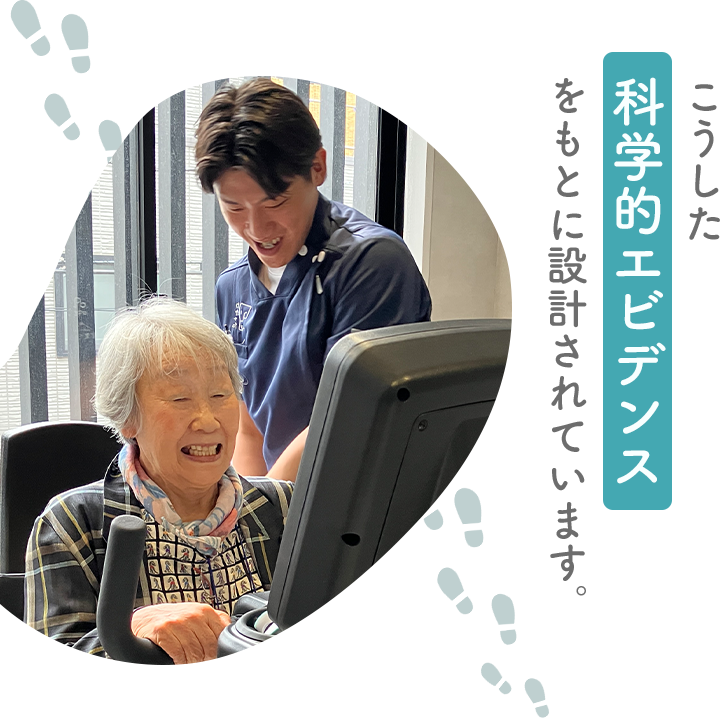 ３Ｐｏデイサービス 亀戸中央店のデイサービスのプログラムは科学的にも根拠のあるトレーニングです